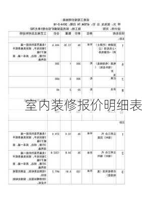 室内装修报价明细表