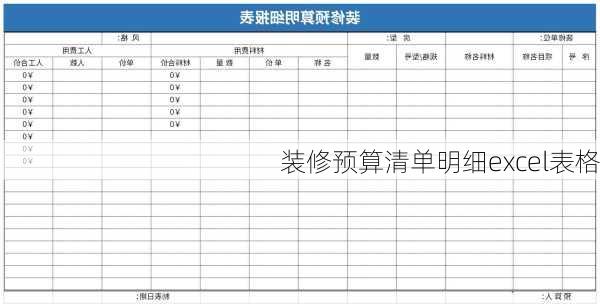 装修预算清单明细excel表格