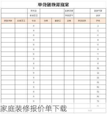 家庭装修报价单下载