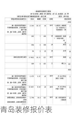 青岛装修报价表