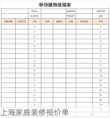 上海家庭装修报价单