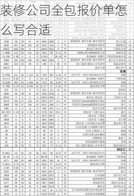 装修公司全包报价单怎么写合适