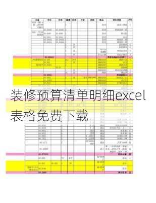 装修预算清单明细excel表格免费下载