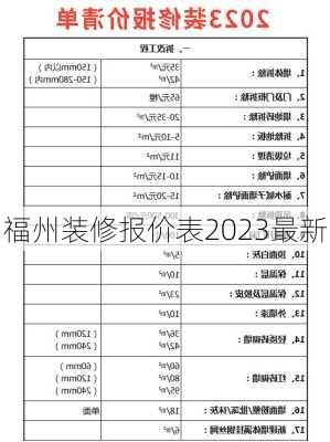 福州装修报价表2023最新