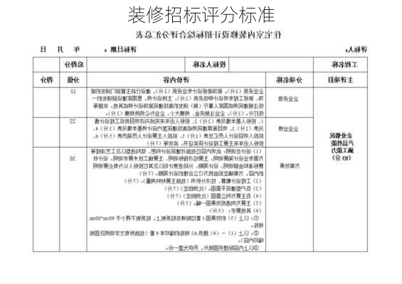 装修招标评分标准